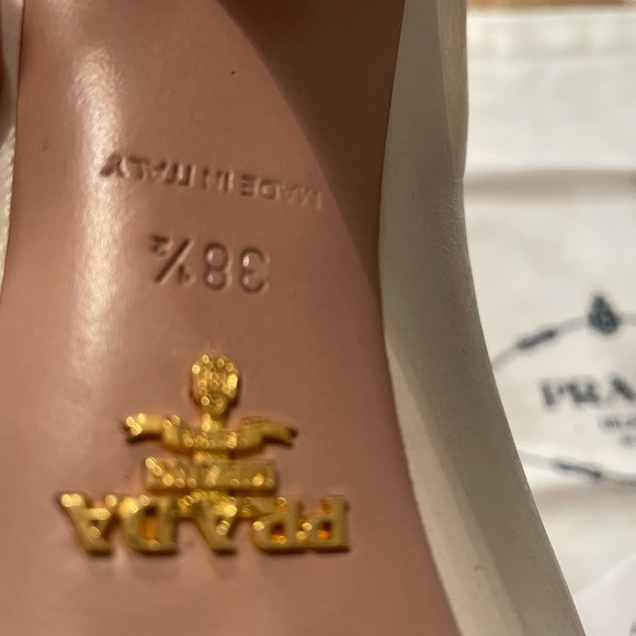 Prada Women High Heel open toes platform shoes in color Talco Sabbia Size 38.5 - Picture 3 of 15